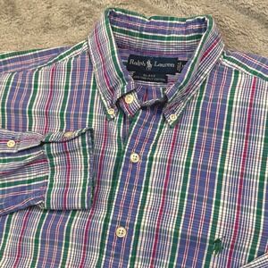 Ralph Lauren Blake Plaid‎ Button Down Shirt Men's Size M 100% Cotton Long Sleeve